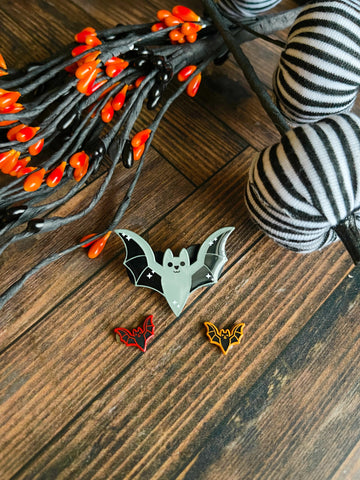 Gray Bat Pin with Stars