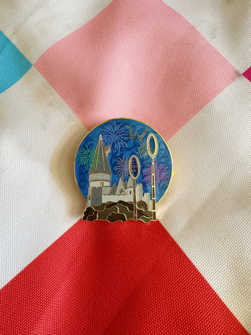 Castle with Fireworks Pin