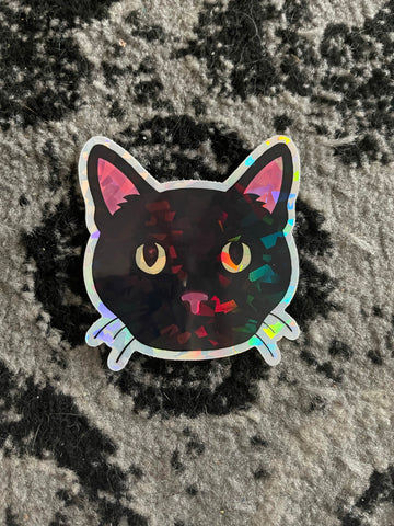 Black Cat Holo Sticker